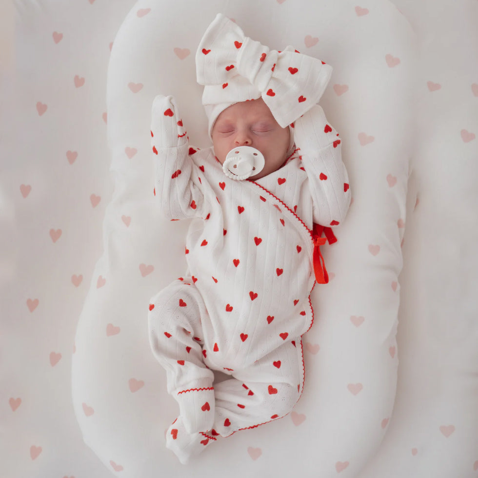 2PCS Lovely Heart Print Knit Long Sleeve Baby Jumpsuit