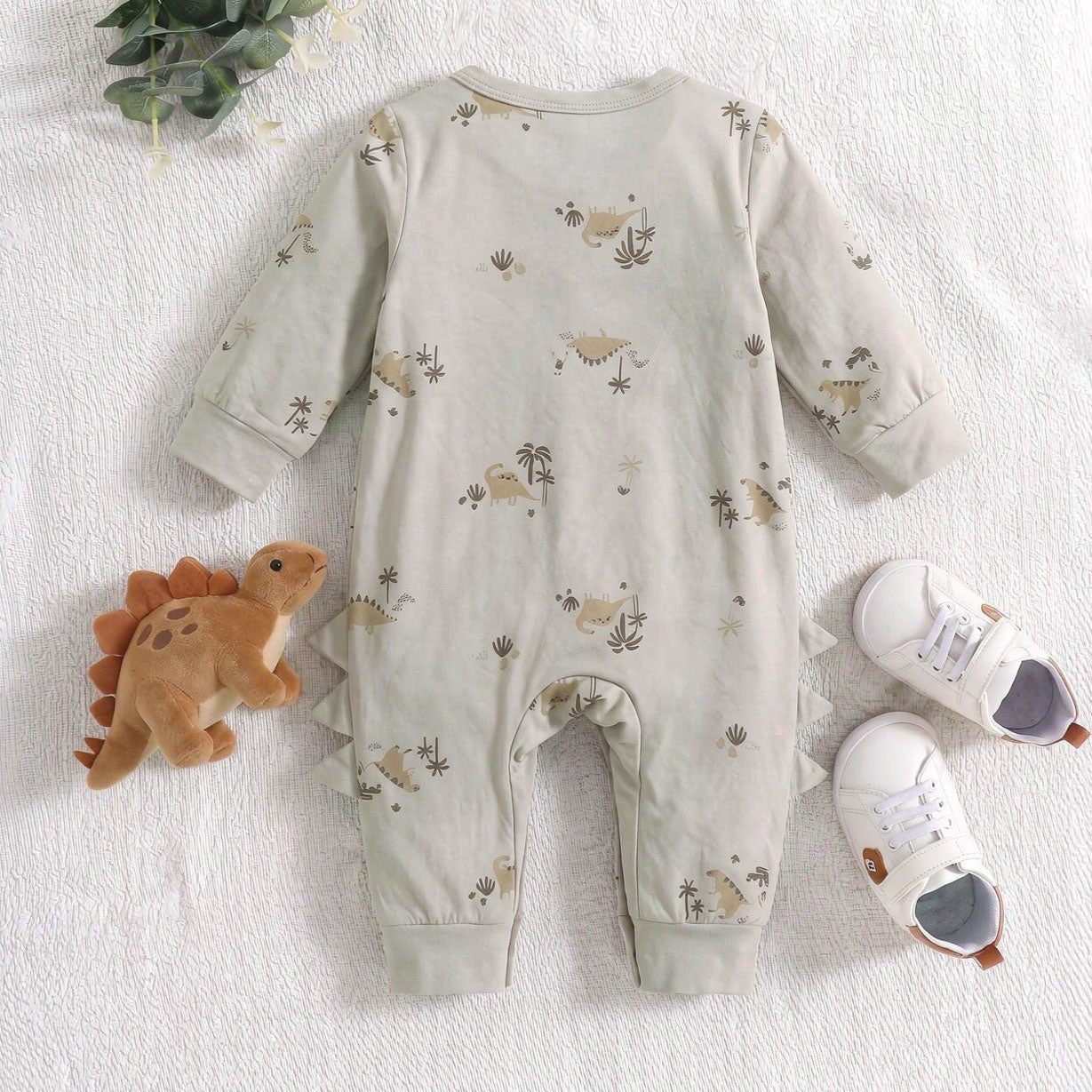 Cute Dinosaur Printed Long Sleeve Baby  Boy Jumpsuit