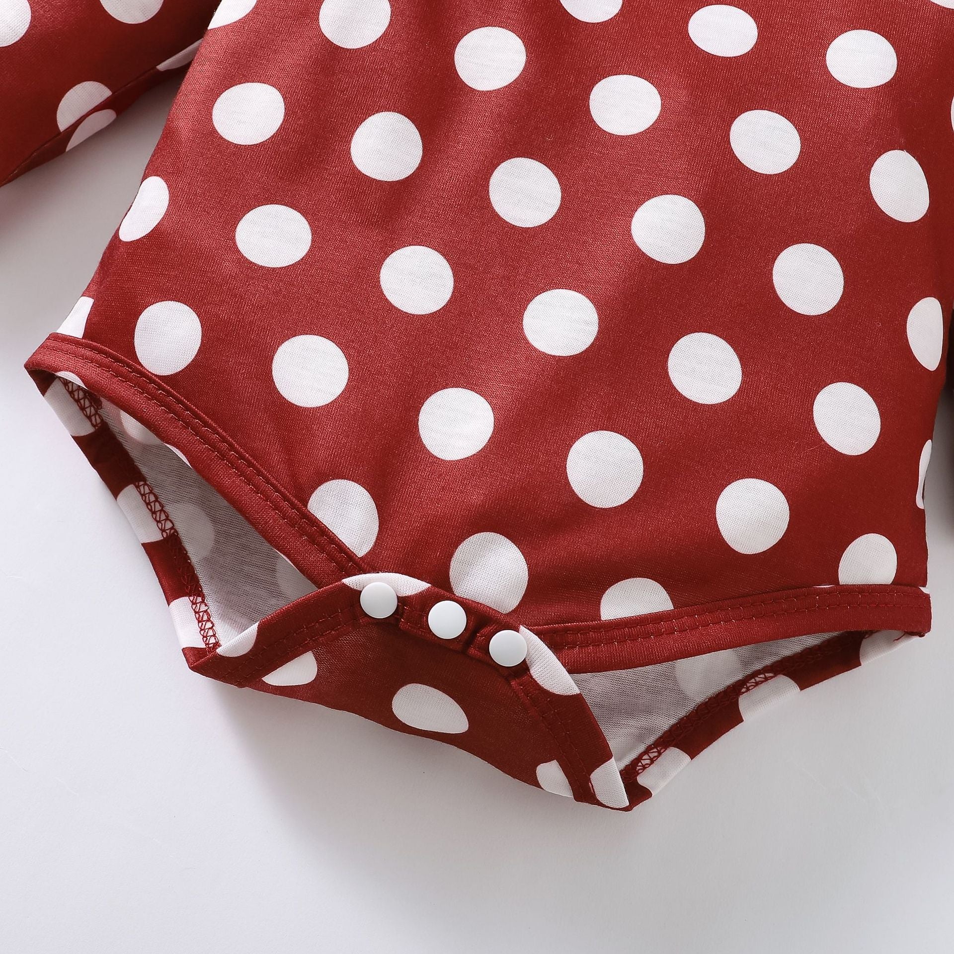 3PCS Stylish Polka Dots Printed Long Sleeve Baby Set