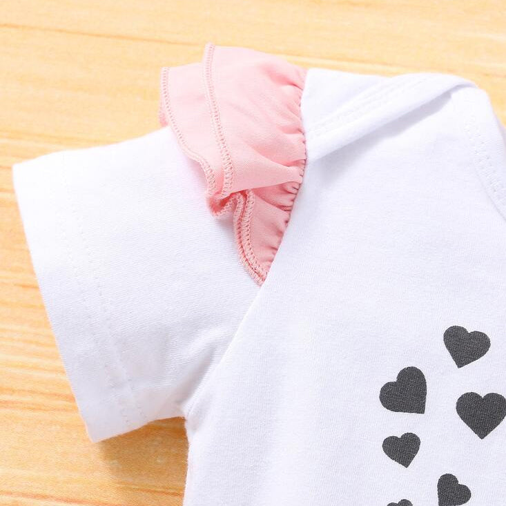 3PCS Dream Big Little One Letter Elephant Print Short Sleeve Baby Set
