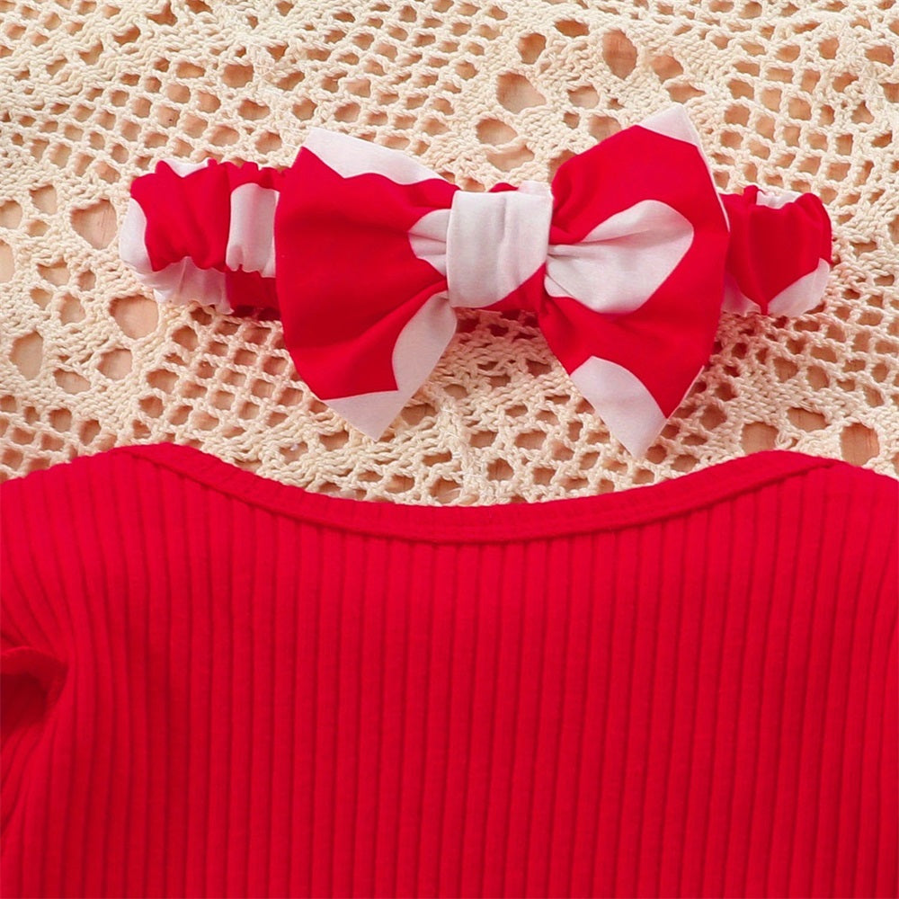 3PCS Stylish Comfy Heart Print Long Sleeve Baby Set