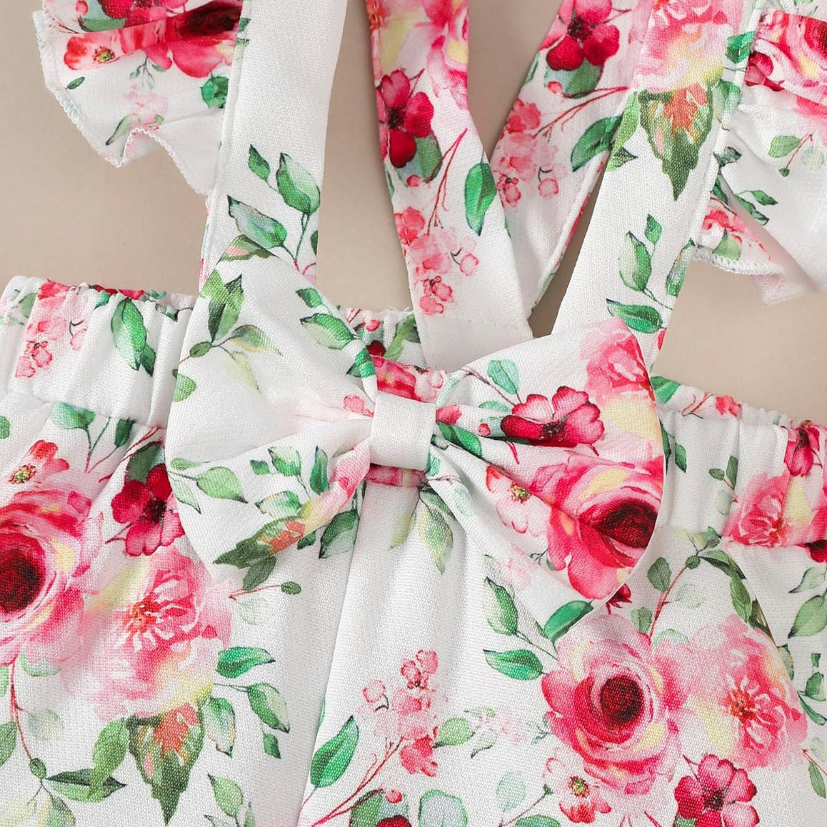 3PCS Grace Floral Printed Suspender Baby Set