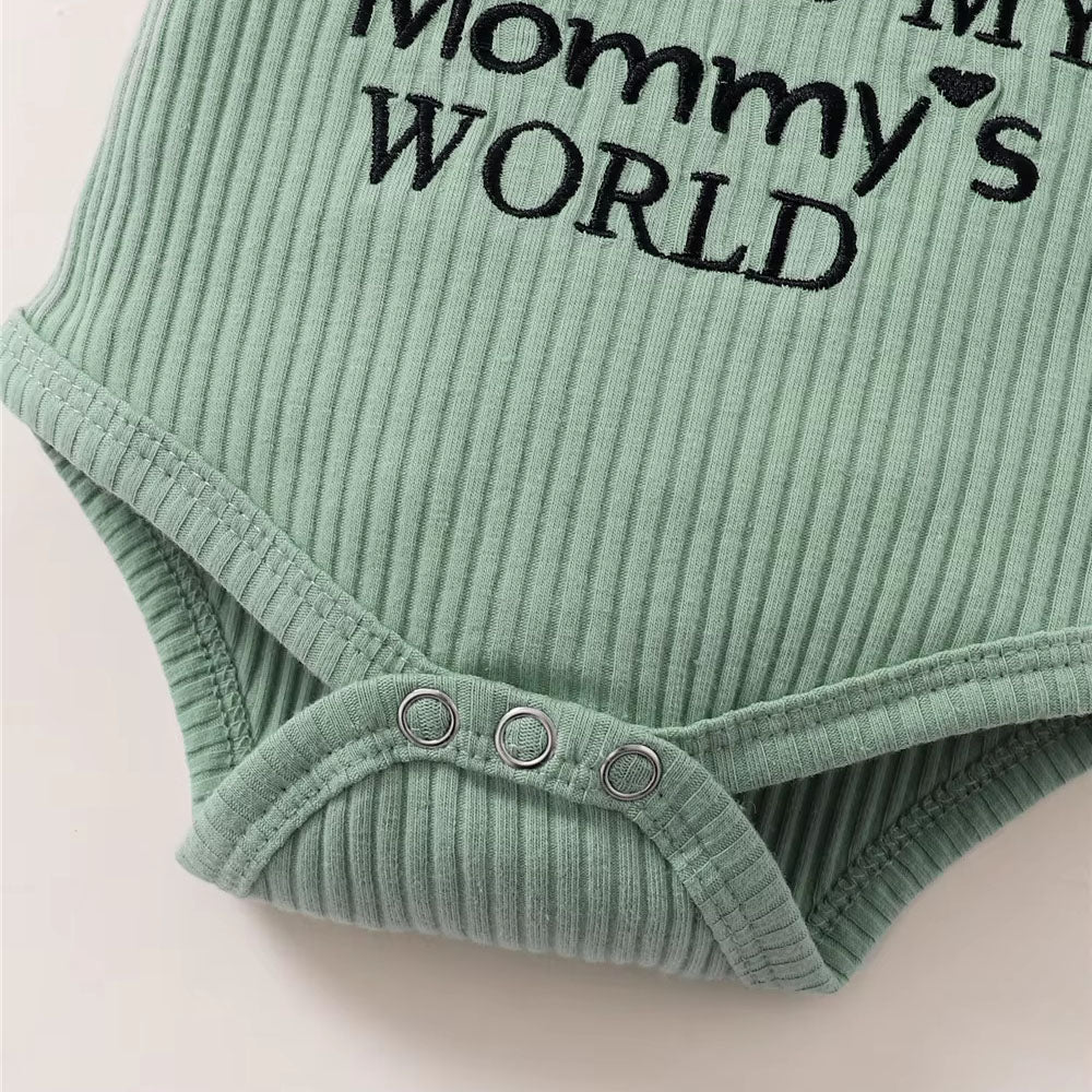 3PCS Daddy's Girl Mommy's World Letter Floral Printed Baby Set