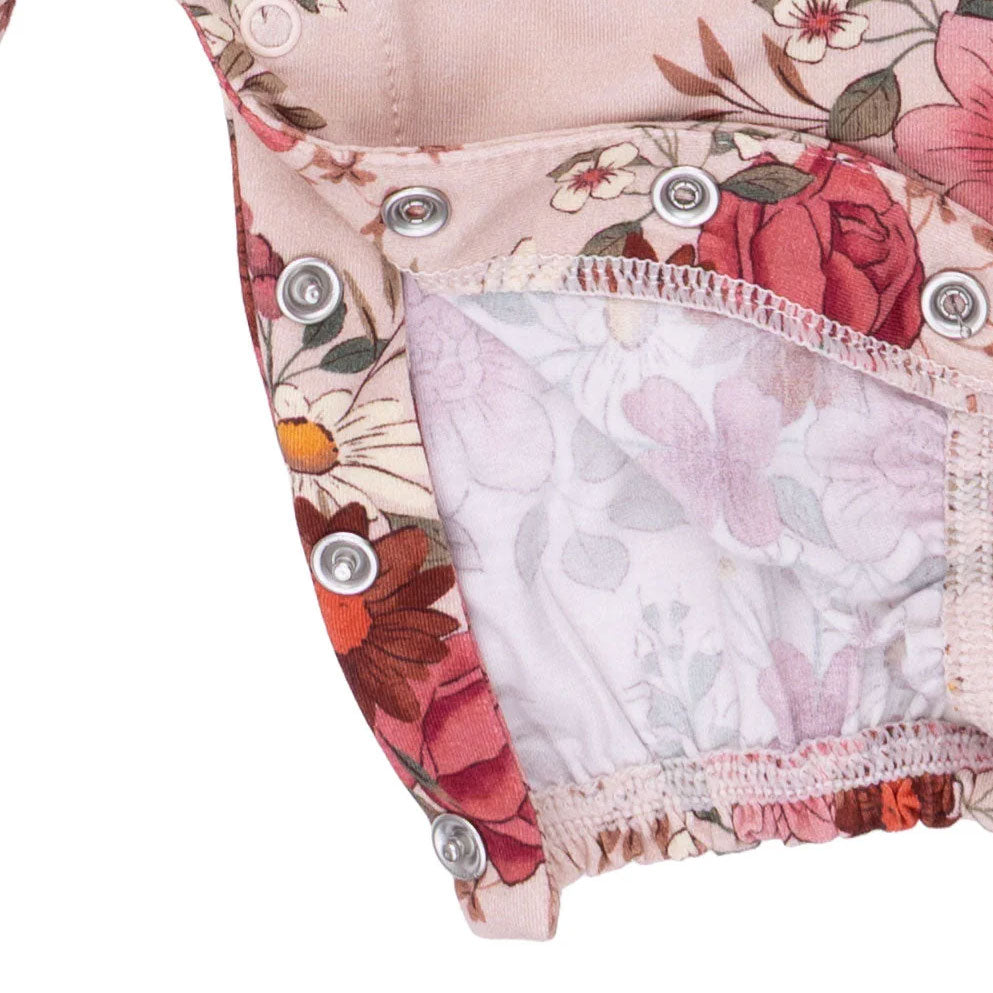 Charming All-Over Floral Printed Long Sleeve Baby Jumpsuit