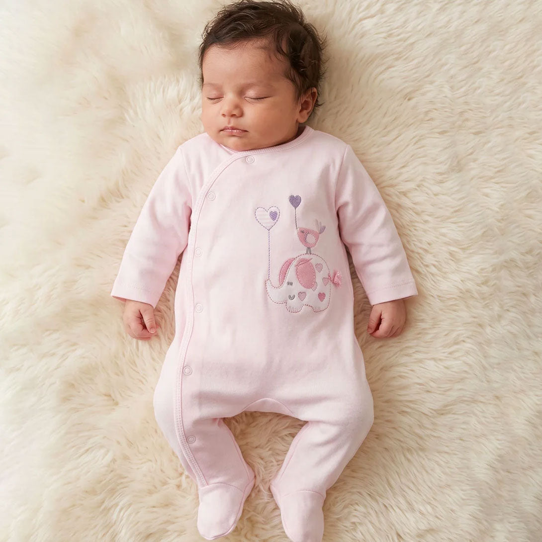 Cute Elephant Embroidery Long Sleeve Baby Jumpsuit
