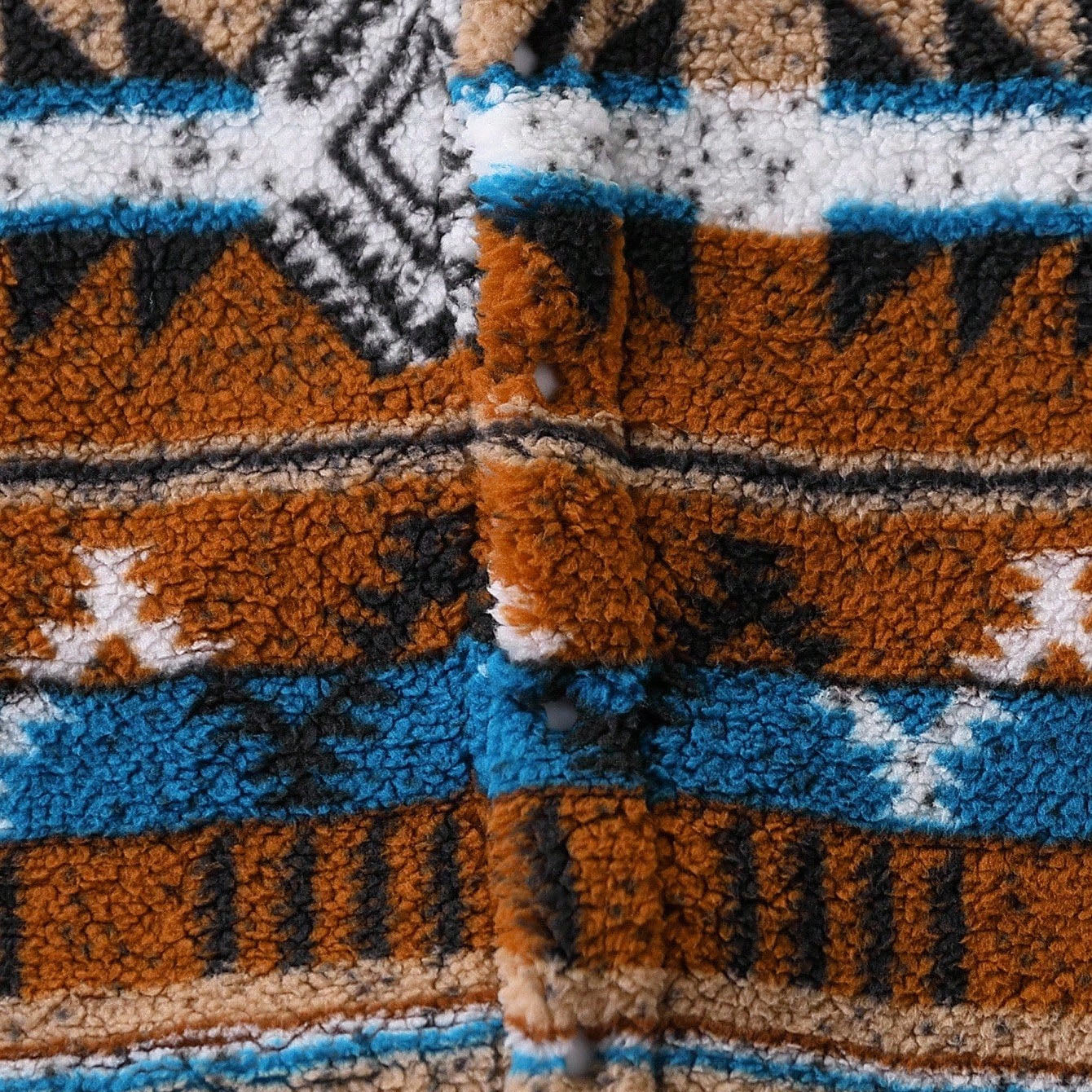 Fuzzy Geometric Patterns Printed Hoodie Baby Jumpsuit