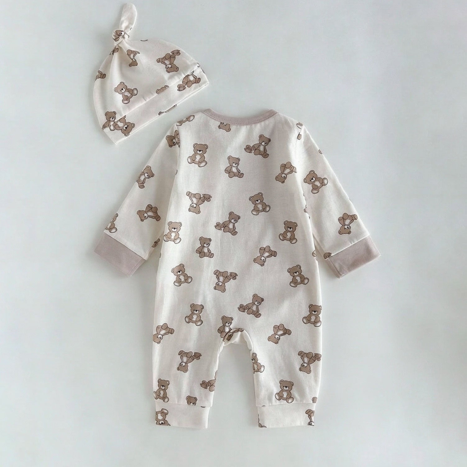 2PCS Casual Tiny Bear Big Dreams Letter Print Baby Jumpsuit
