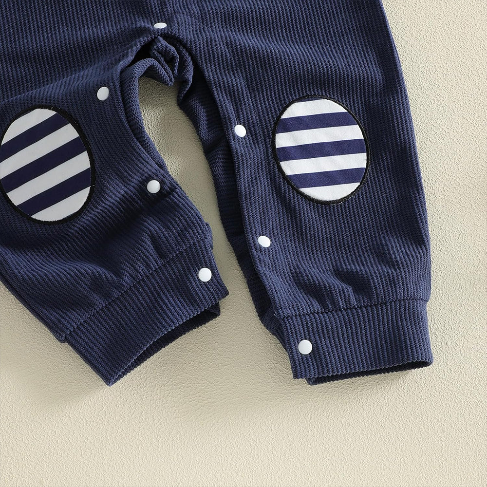 2PCS Adorable Bear Stripe Print Bow Baby Jumpsuit