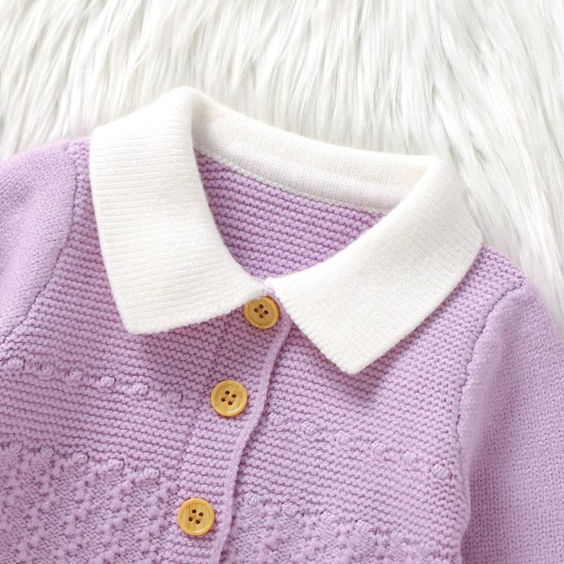 2PCS Lovely Solid Color Knit Long Sleeve Baby Girl Jumpsuit