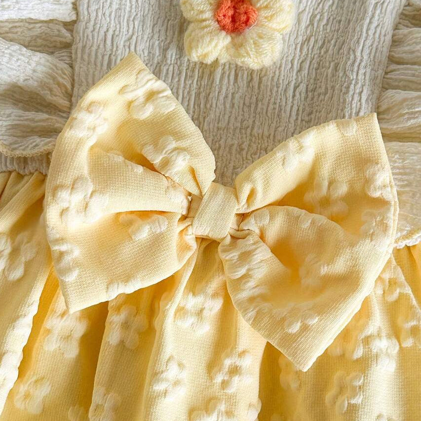 Grace Floral Appliqué Flutter Sleeve Baby Dress