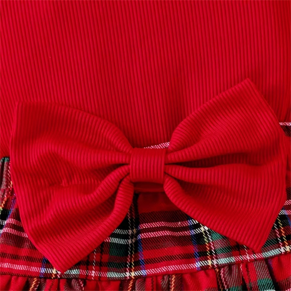 2PCS Fashionable Plaid Print Long Sleeve Baby Set