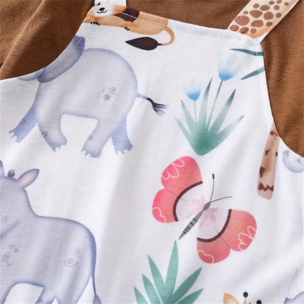 Casual Cute Animal Print Long Sleeve Baby Jumpsuit