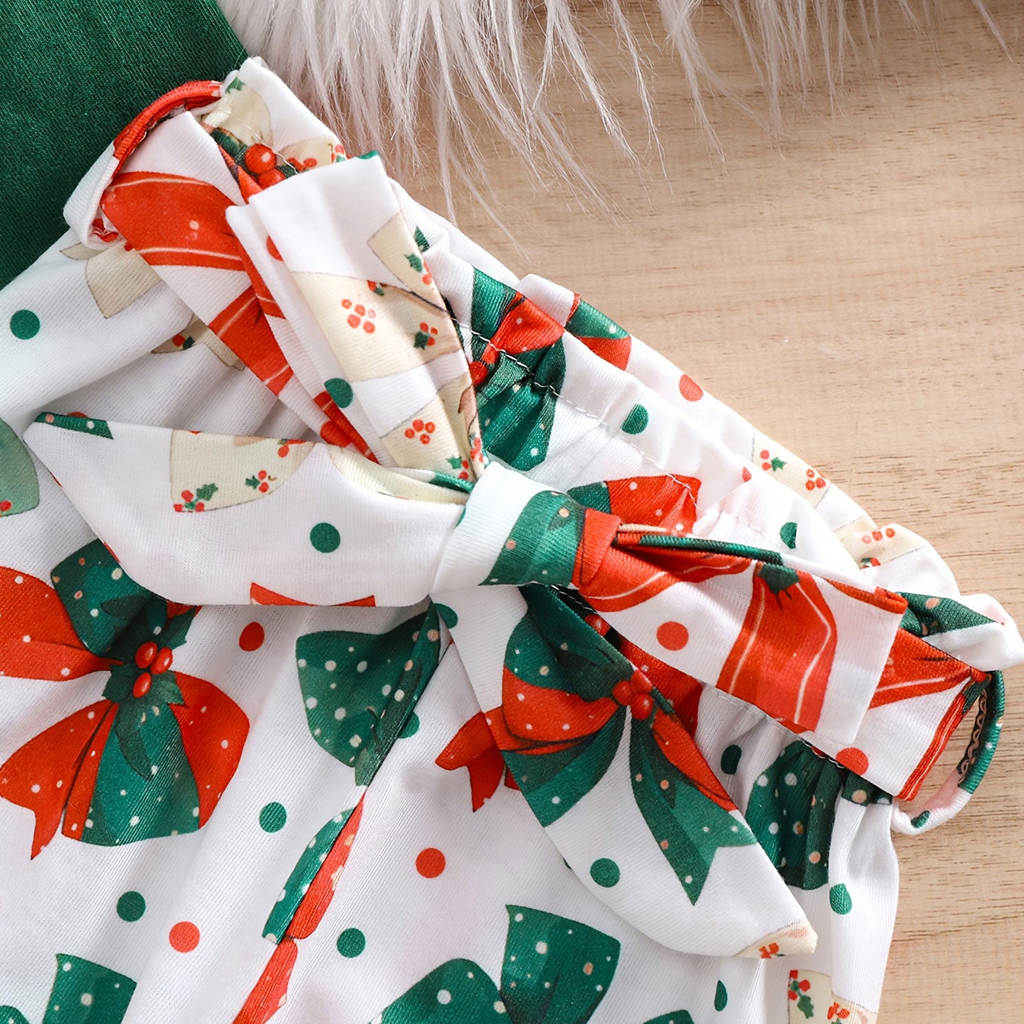 3PCS Bubbly Christmas Bow Printed Long Sleeve Baby Set