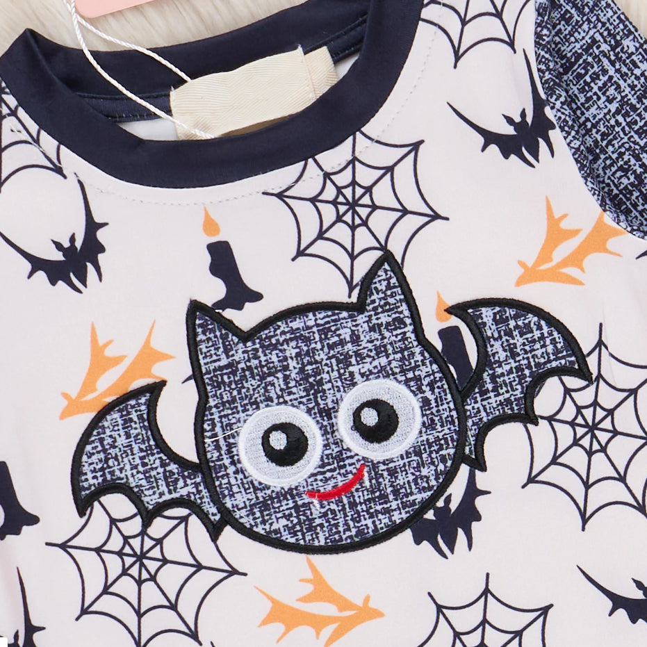 Halloween Bat Printed Zipper Baby Jumpsuit