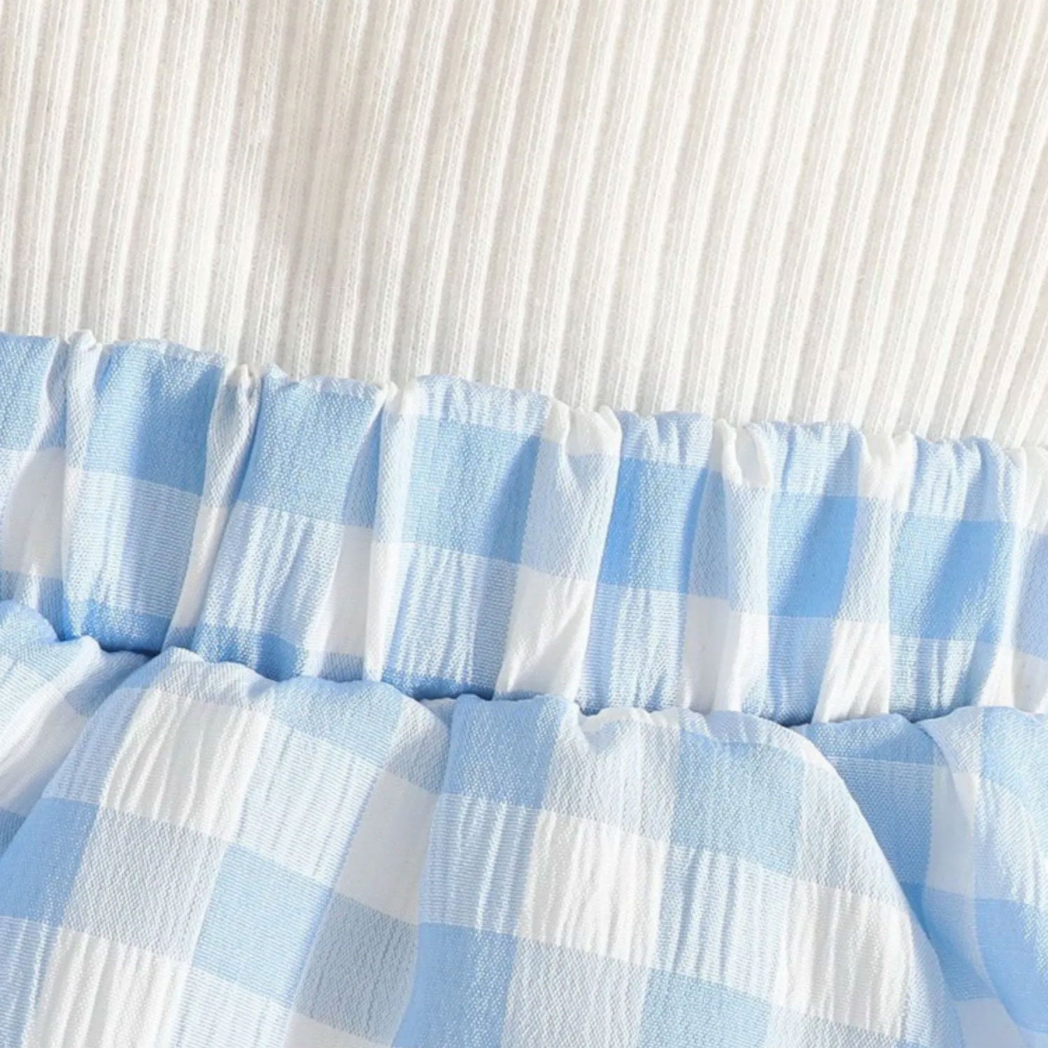 3PCS Sweet Color Block Plaid Printed Short Sleeve Baby Romper