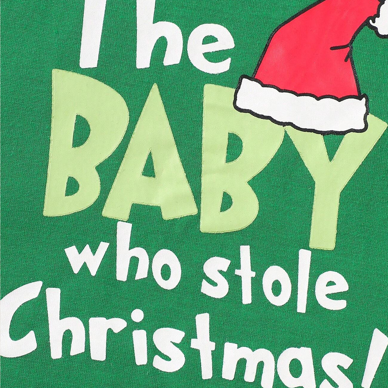 2PCS The Baby Who Stole Christmas Letter Printed Baby Jumpsuit