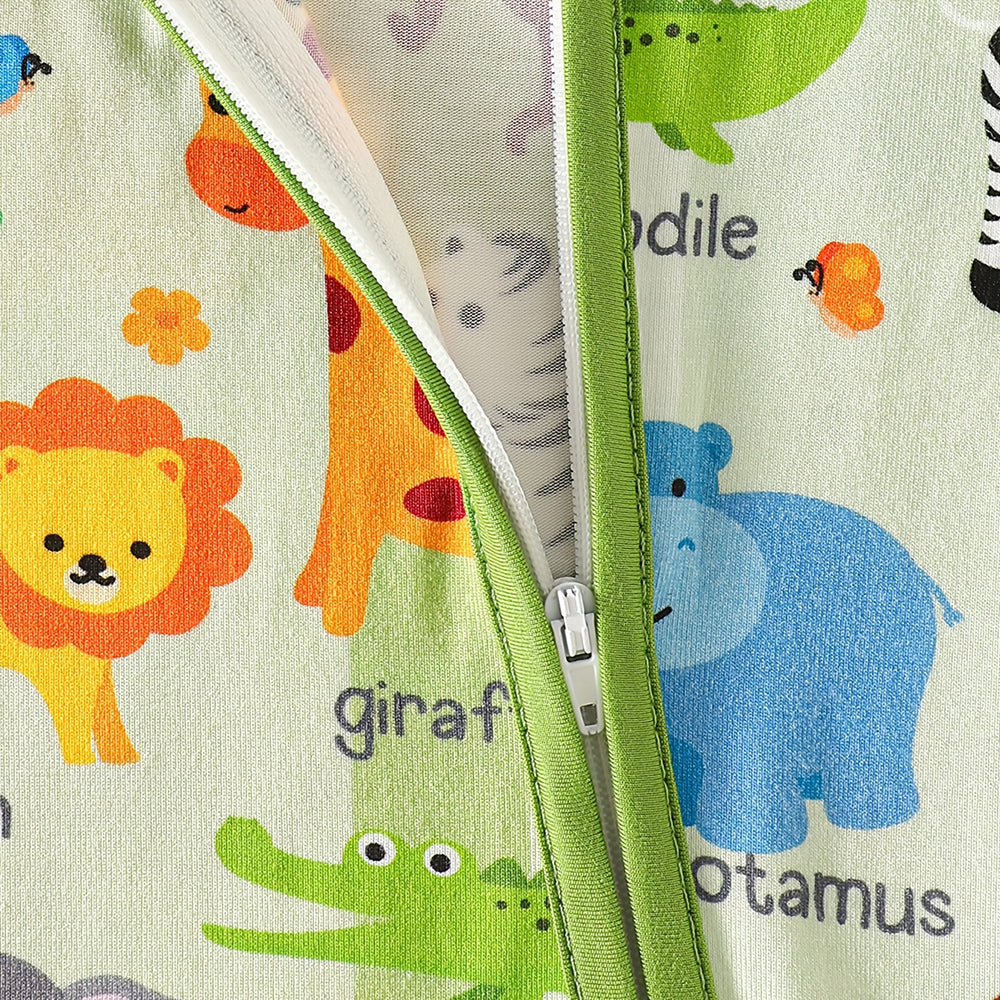 Casual Animal Print Short Sleeve Zipper Baby Jumpsuit