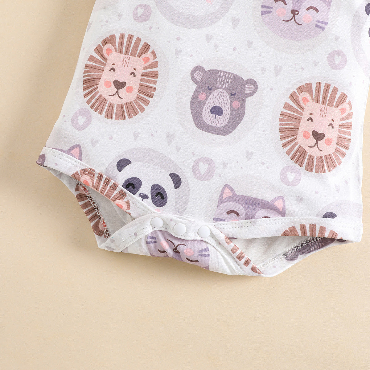 2PCS Animal Print Bow Overalls Baby Set