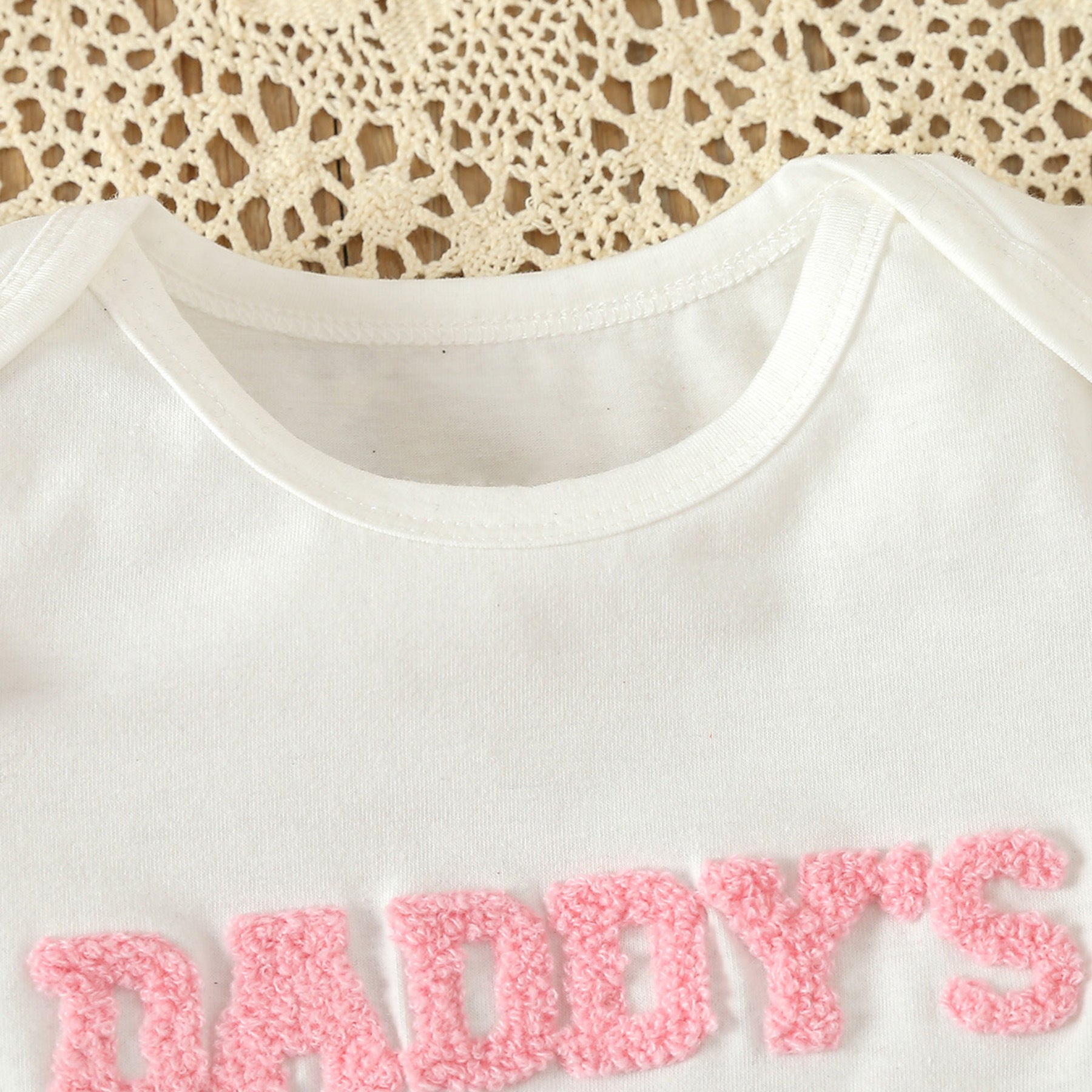 3PCS Daddy's Girl Letter Embroidery Plaid Printed Baby Set