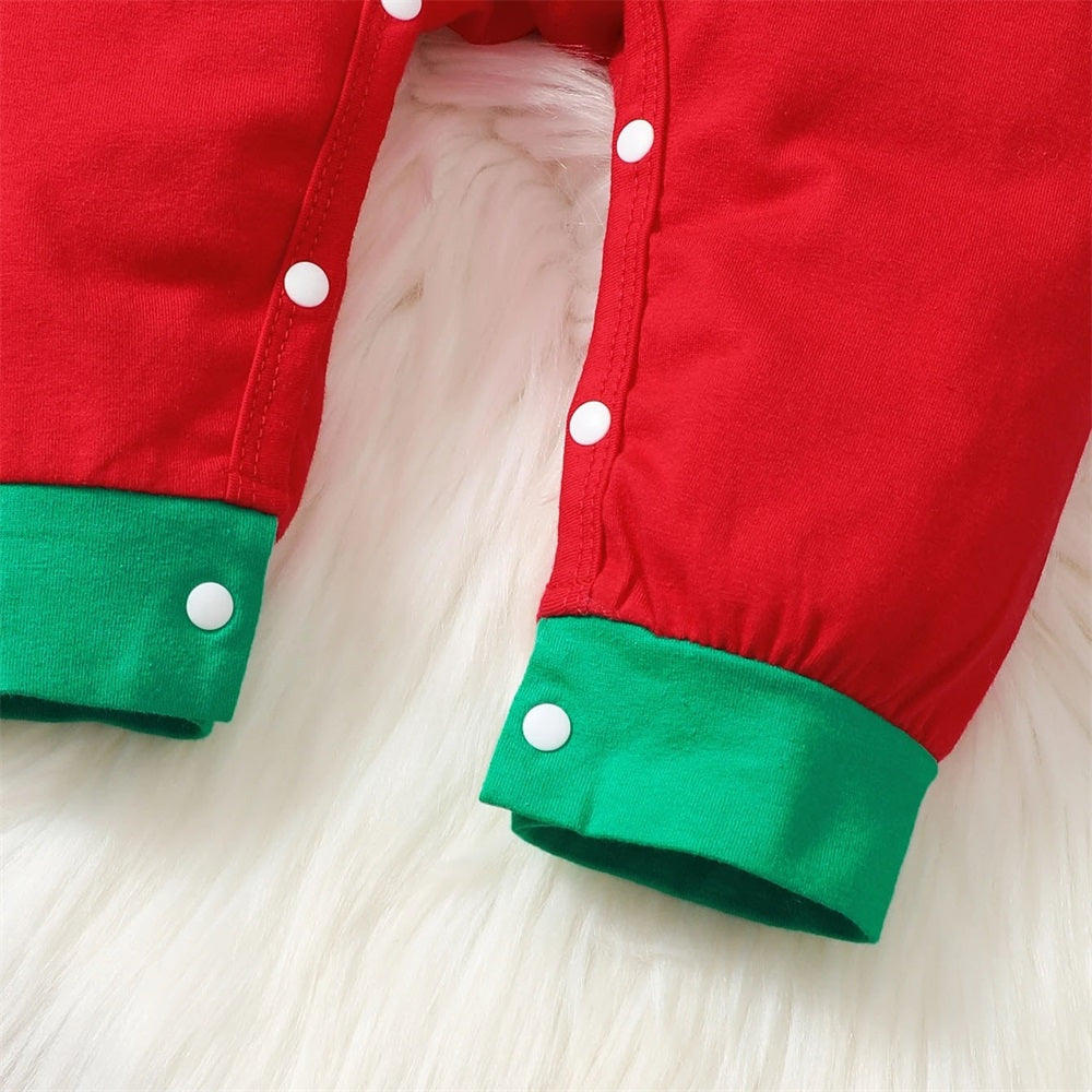 My First Christmas Letter Print Long Sleeve Baby Jumpsuit
