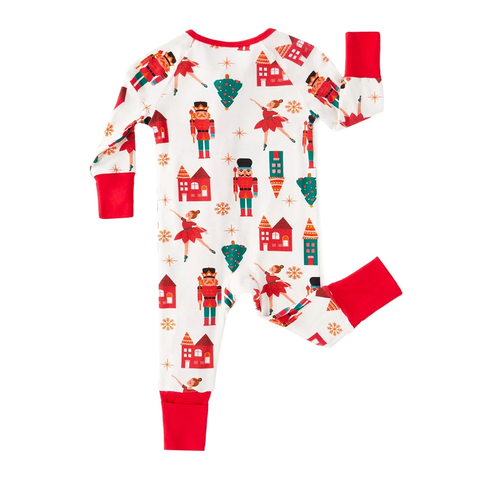 Christmas Nutcracker Printed Zipper Bamboo Viscose Baby Jumpsuit