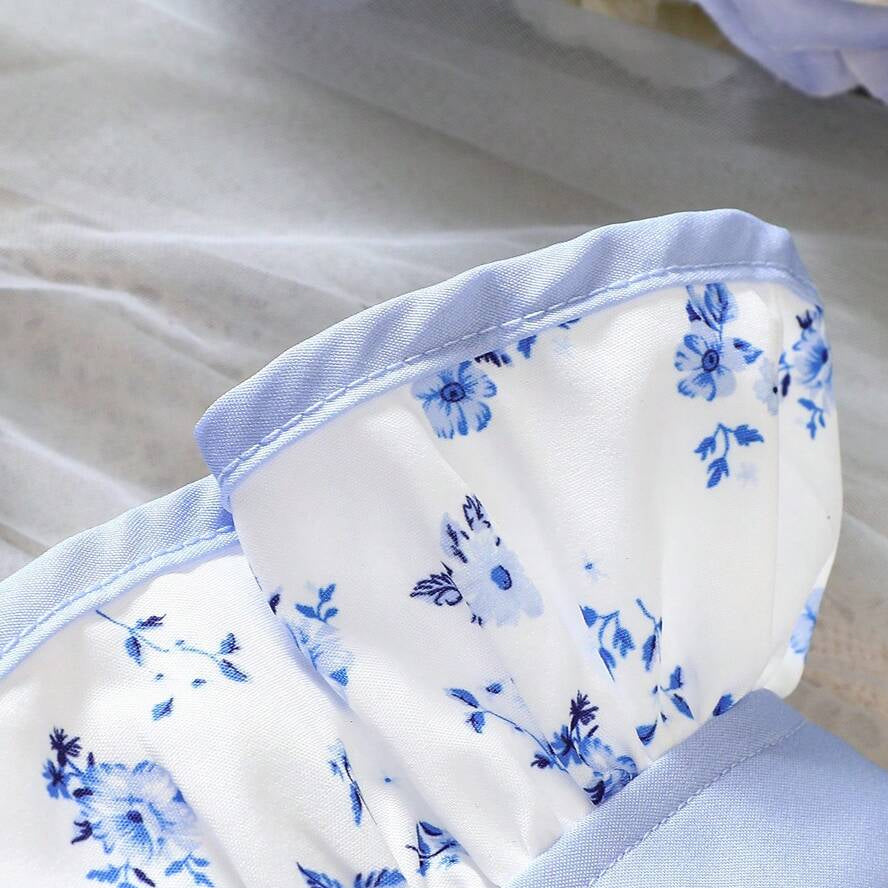 2PCS Charming Floral Print Flutter Sleeve Baby Romper