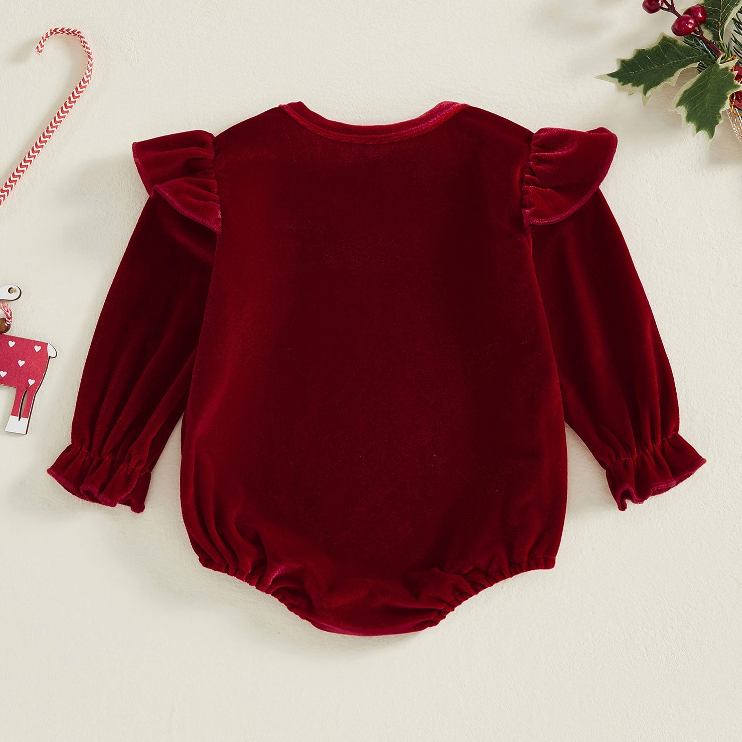 Christmas Candy Cane Cutie Letter Printed Long Sleeve Baby Romper