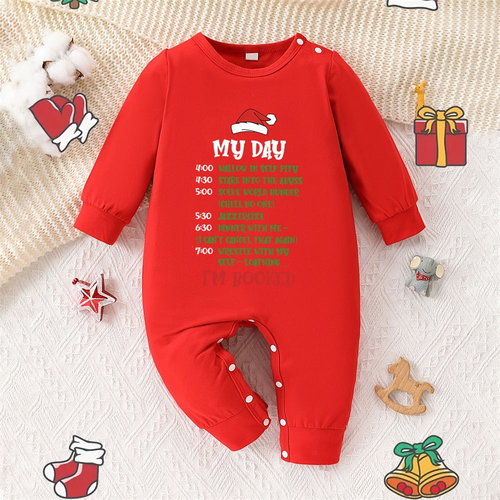 Christmas List Letter Print Long Sleeve Baby Jumpsuit