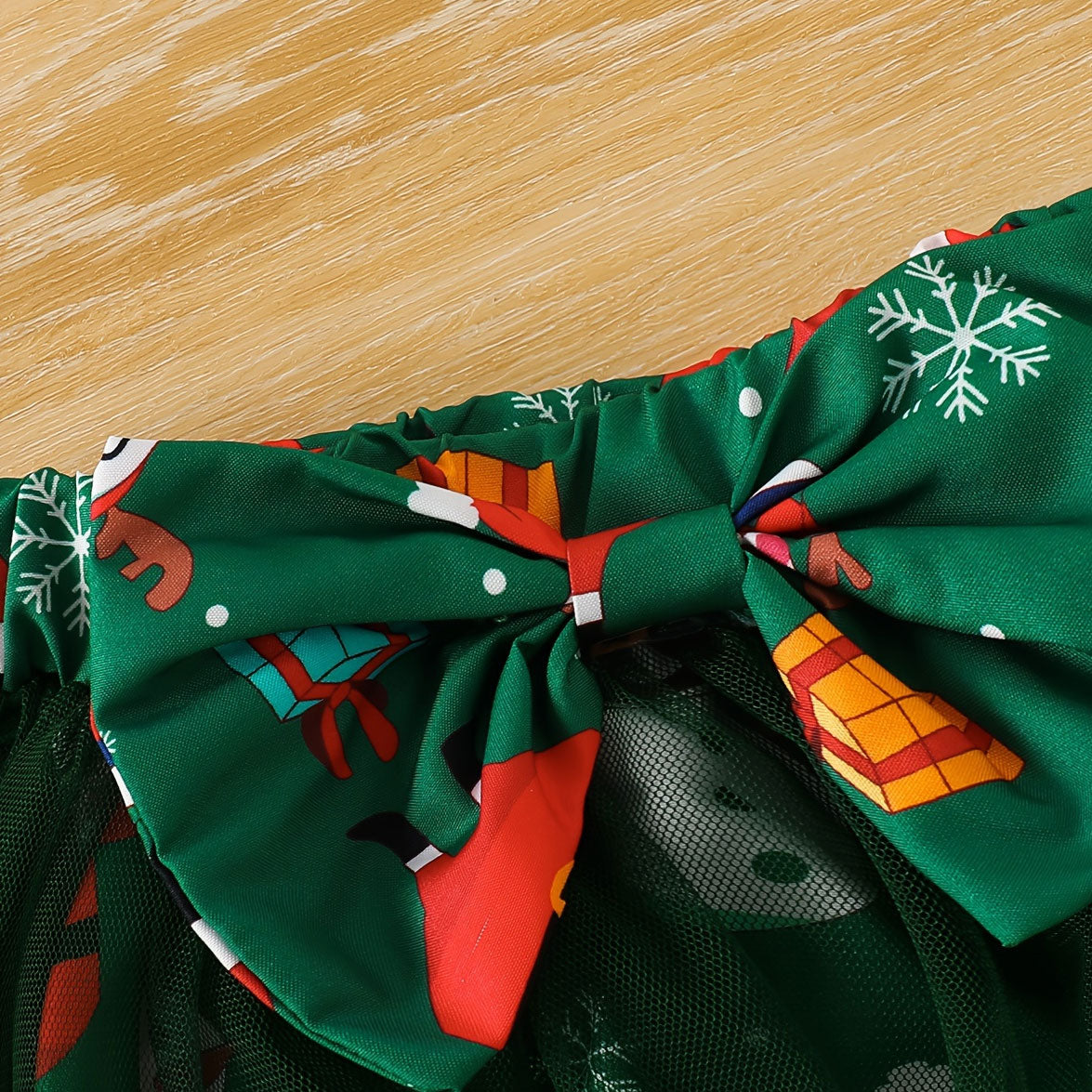 3PCS Cute Christmas Reindeer Printed Tulle Long Sleeve Baby Set