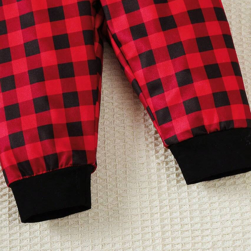 3PCS Merry Christmas Letter Santa Plaid Print Baby Boy Set