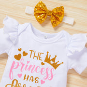 4PCS The Princess Has Arrived Letter Printed Mesh Baby Set