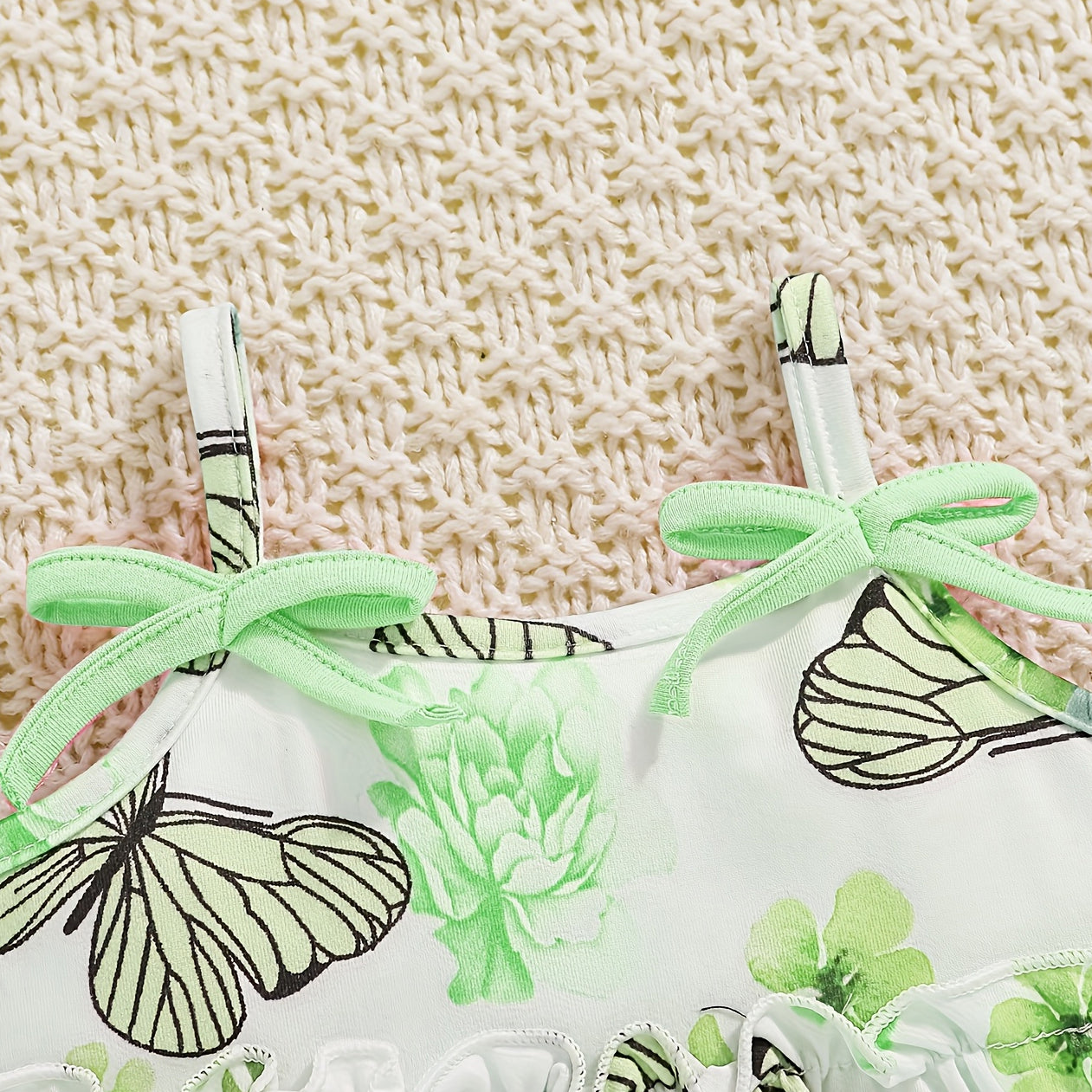 2PCS Lovely Butterfly Floral Printed Sleeveless Baby Set