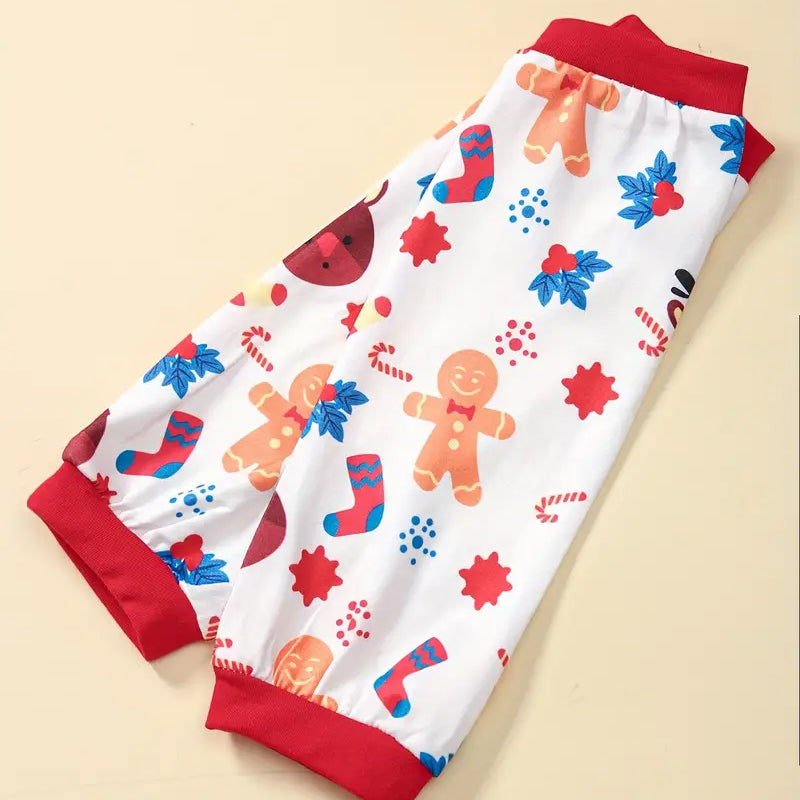 4PCS My 1st Christmas Letter Gingerbread Printed Long Sleeve Baby Set