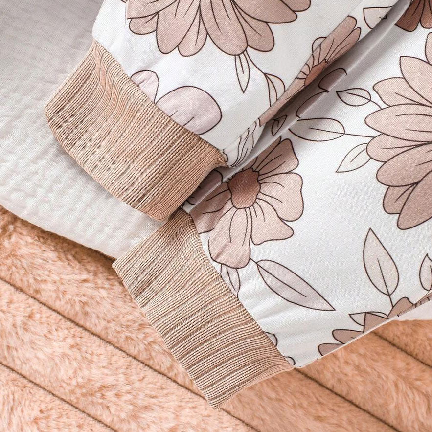 3PCS Refined I Love Mama Letter Floral Printed Long Sleeve Baby Set