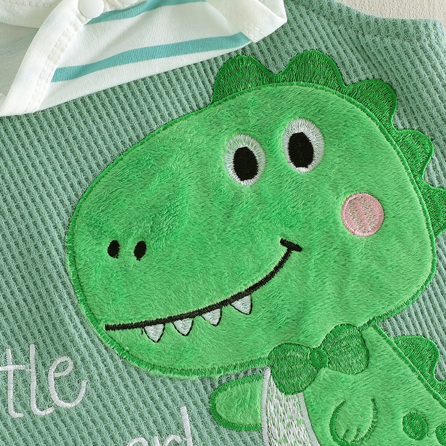 3PCS Dinosaur Stripe Printed Short Sleeve Baby Overalls Set