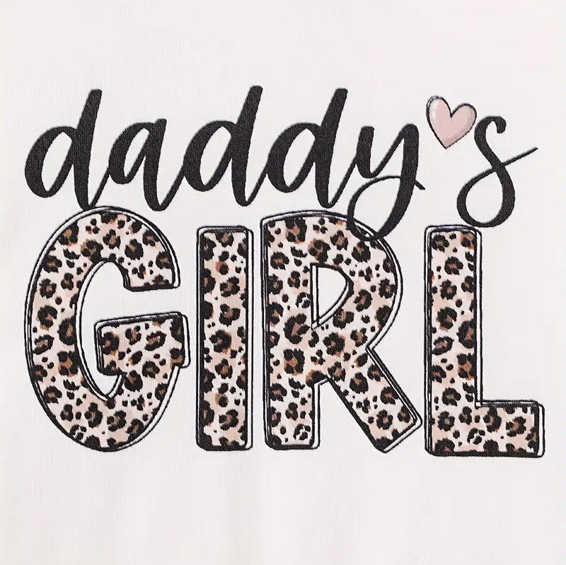 2PCS Daddy's Girl Letter Printed Long Sleeve Baby Jumpsuit