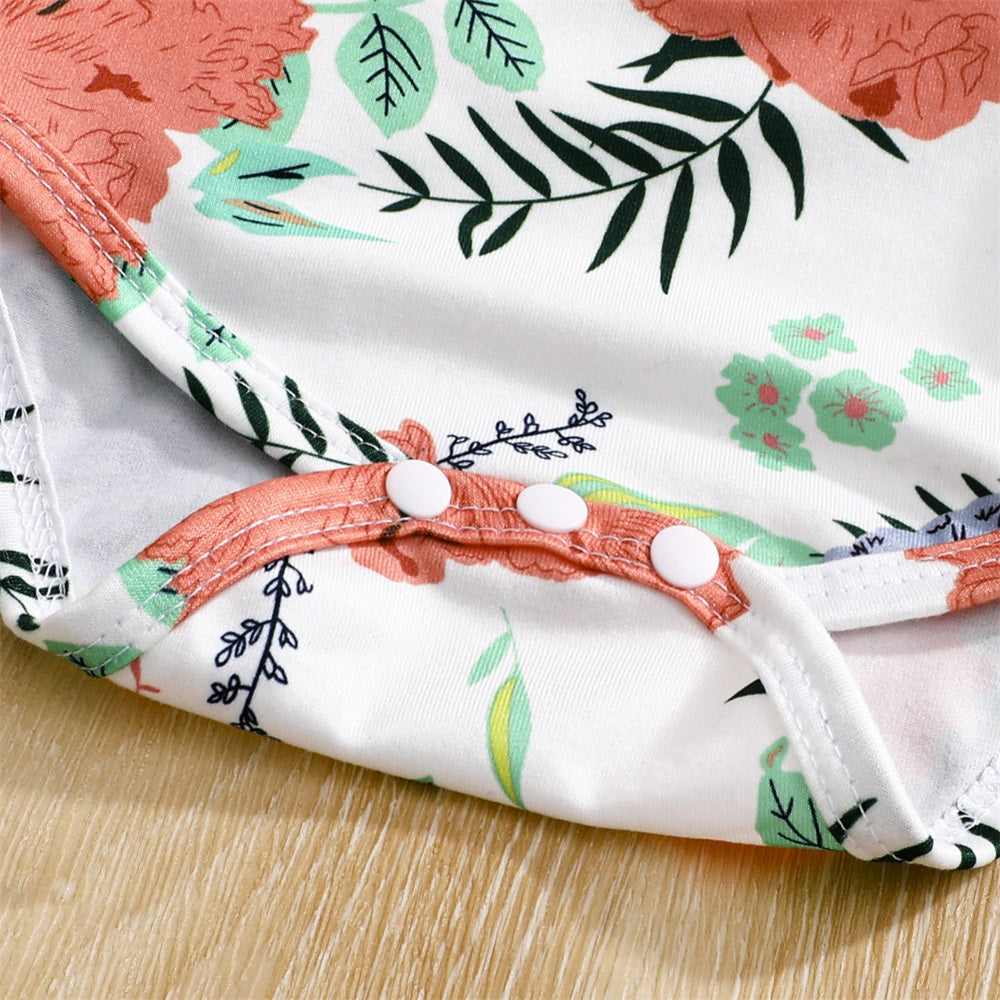 3PCS Casual Cute Floral Printed Long Sleeve Baby Set