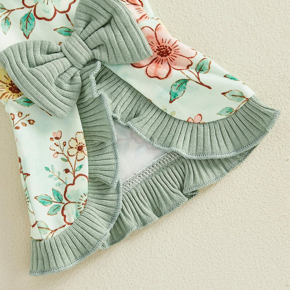 3PCS Daddy's Little Girl Mommy's Whole World Letter Floral Print Baby Set