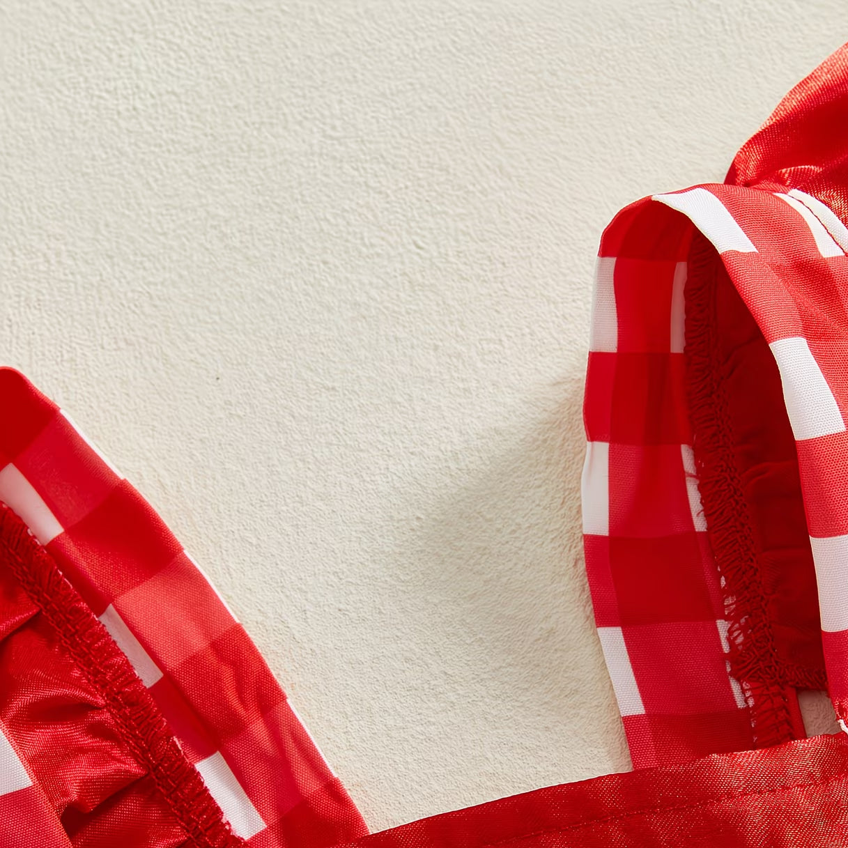 2PCS Love Girl Embroidery Plaid Print Sleeveless Baby Romper