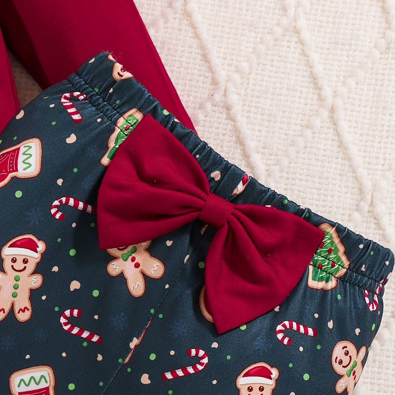 2PCS Baby First Christmas Letter Gingerbread Print Long Sleeve Baby Set