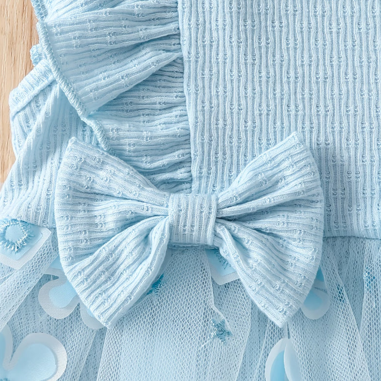 2PCS Lovely Floral Embroidery Sleeveless Baby Romper