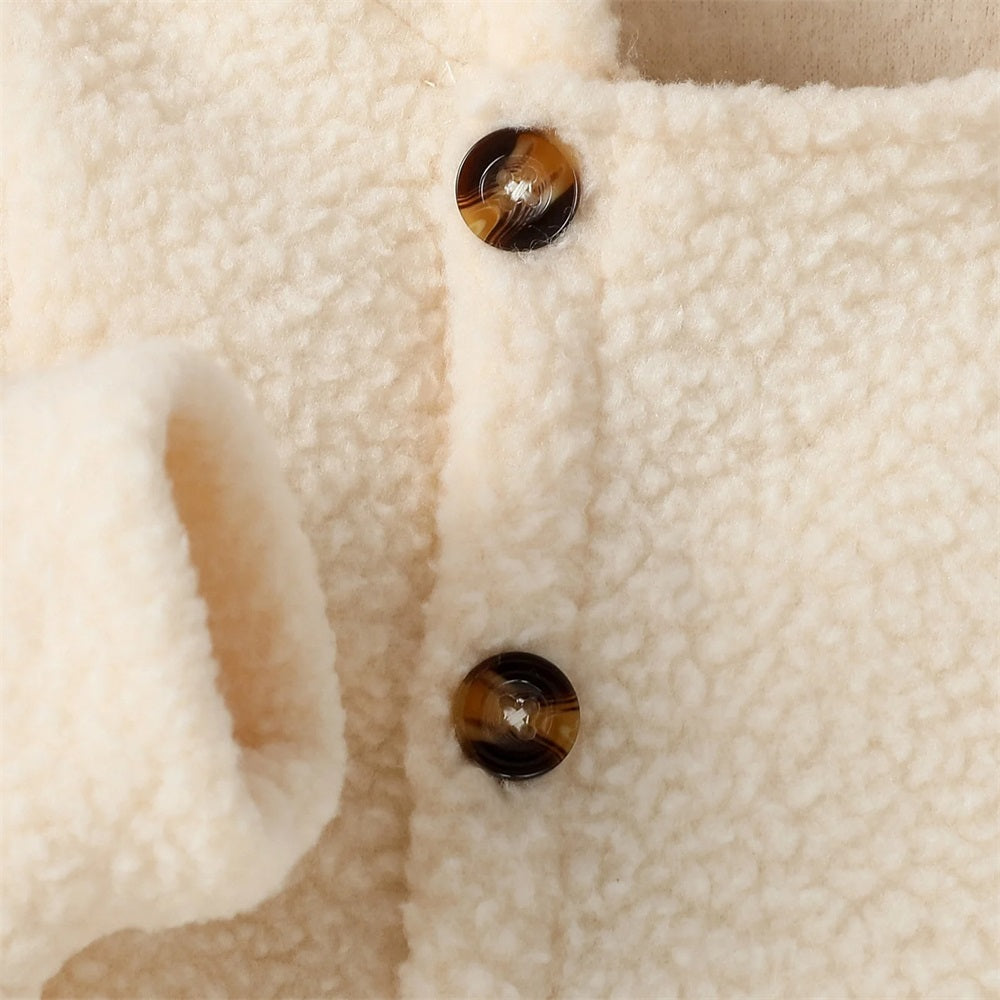 Comfy Solid Color Fleece Long Sleeve Baby Hooded Jumpsuit