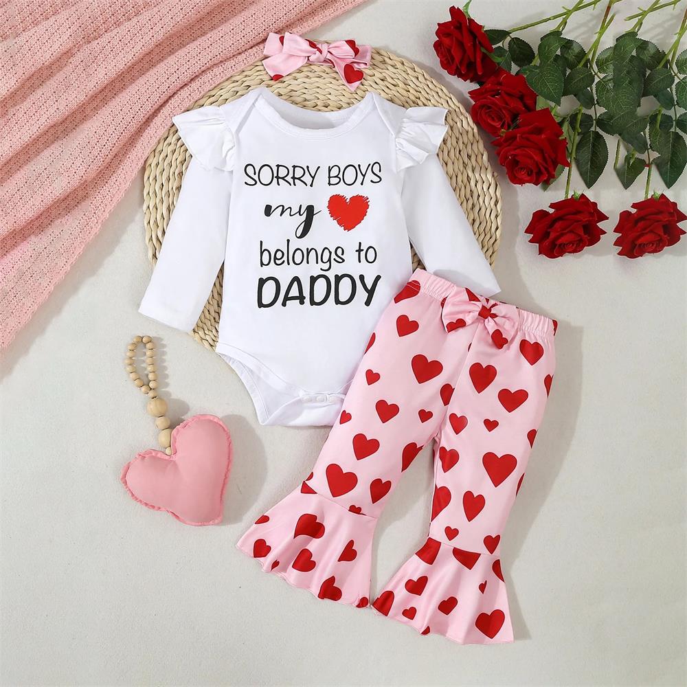 3PCS Sorry Boys My Belongs To Daddy Letter Printed Baby Set