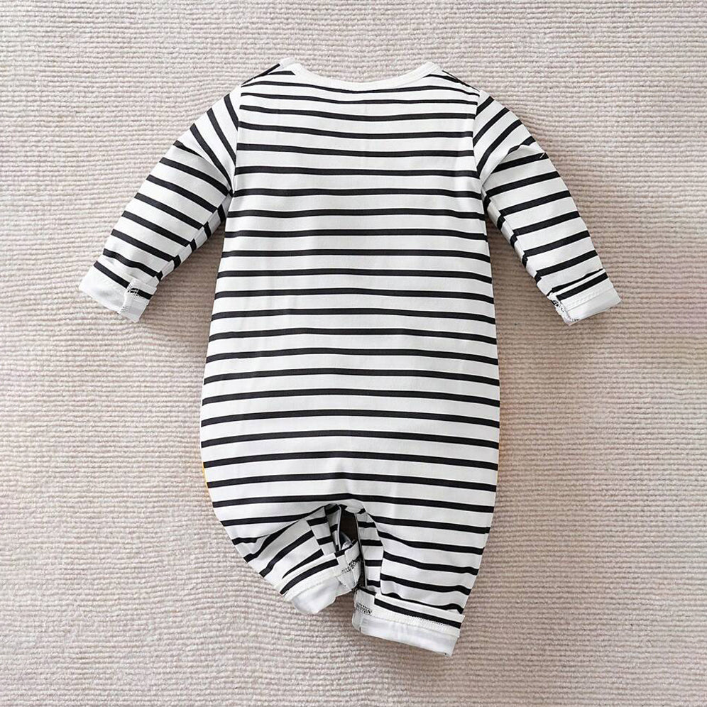 Cute Stripe Animal Printed Long Sleeve Baby Jumpsuit