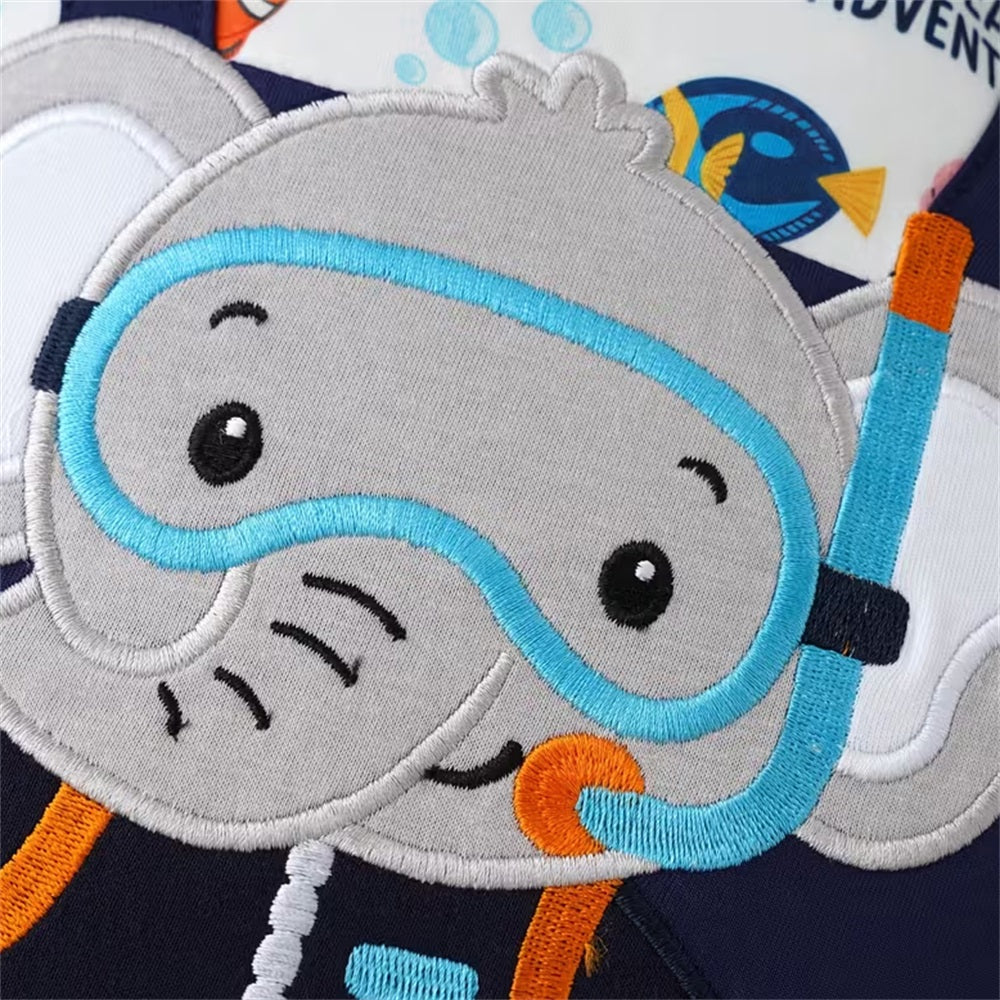 Cute Elephant Embroidery Long Sleeve Baby Jumpsuit