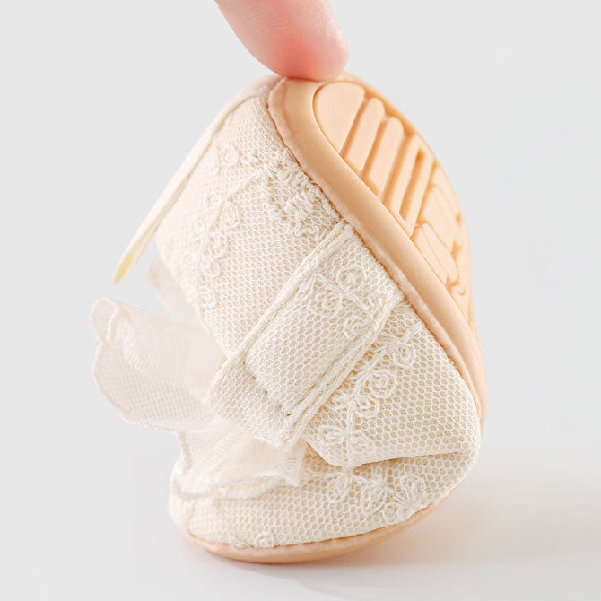 Solid Color Bow Lace Soft Sole Walking Baby Shoes
