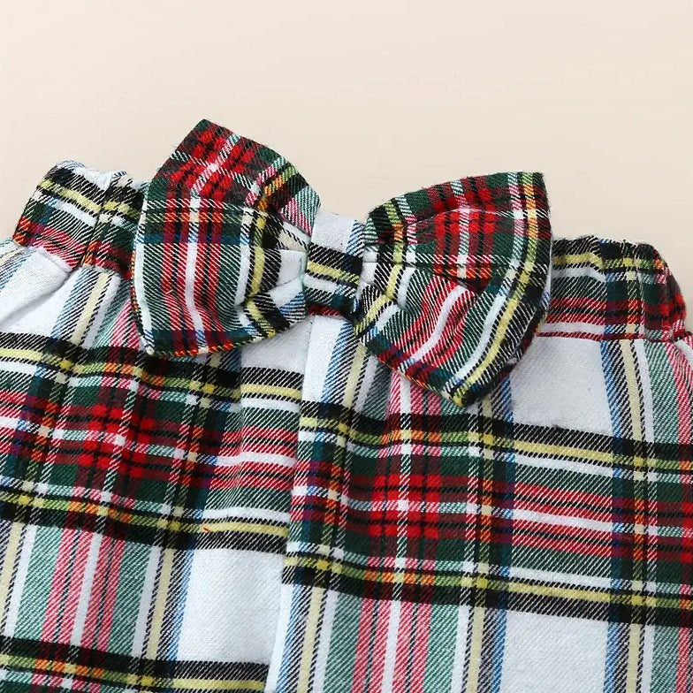 3PCS Stylish Plaid Printed Long Sleeve Baby Set