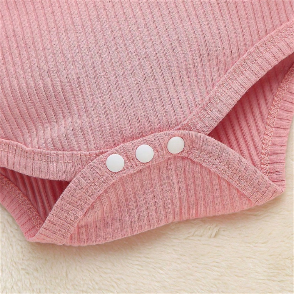 3PCS My First Valentine's Day Letter Embroidery Heart Print Baby Set