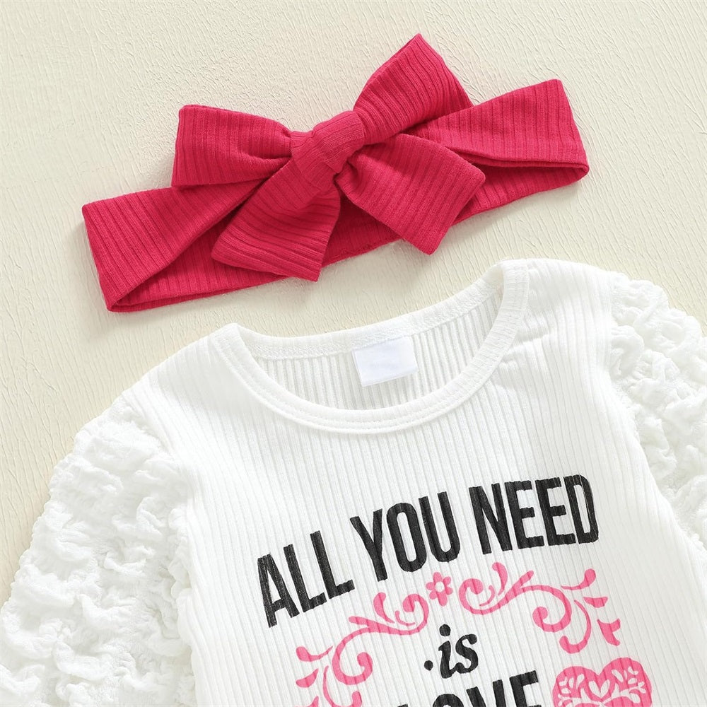 3PCS All You Need Is Love Letter Print Long Sleeve Baby Set