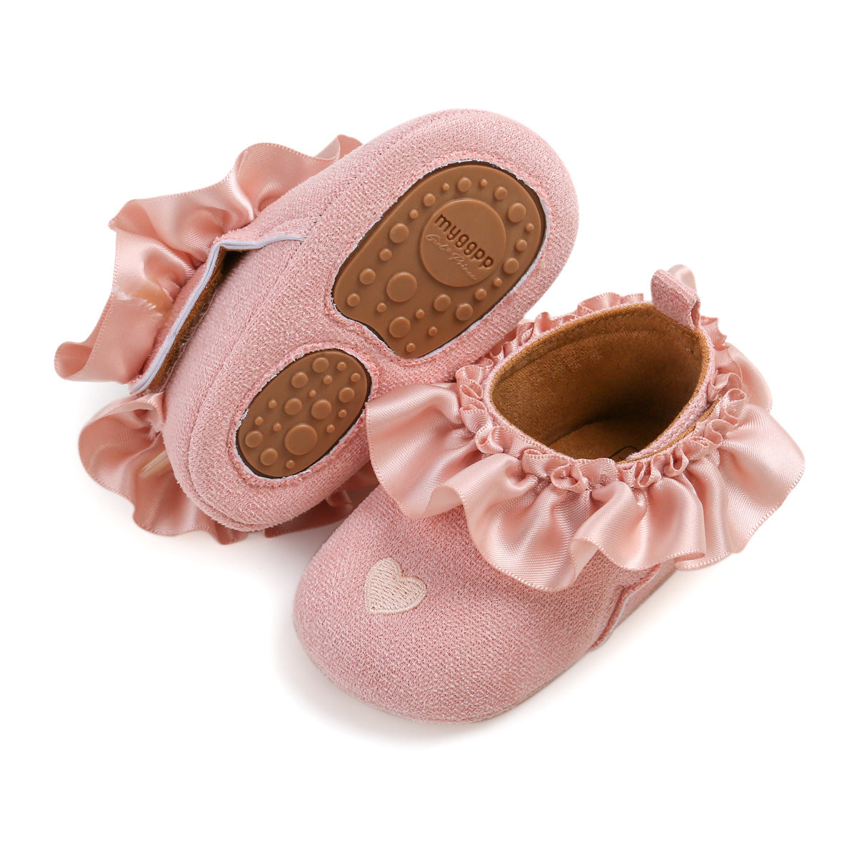 Heart Embroidery Anti Slip Soft Girls Baby Shoes